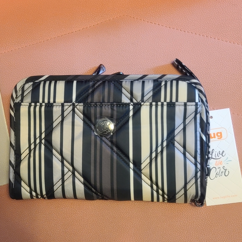 Lug Black and White Striped Clutch